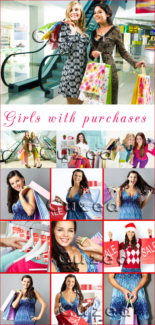       / Girls with purchases - Stock photo