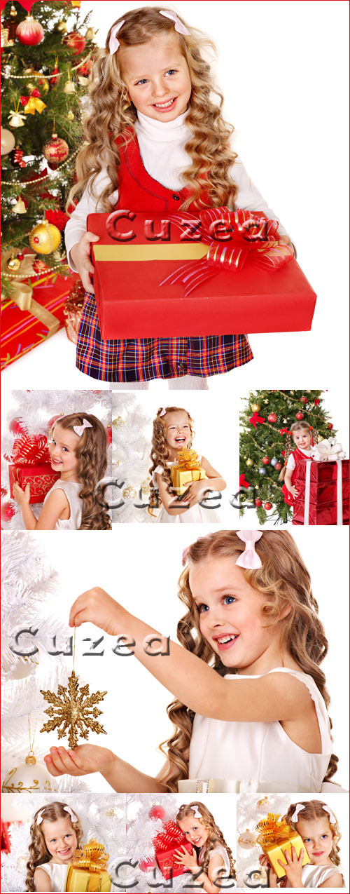      / Charming doll with New Year's gifts - Stock photo