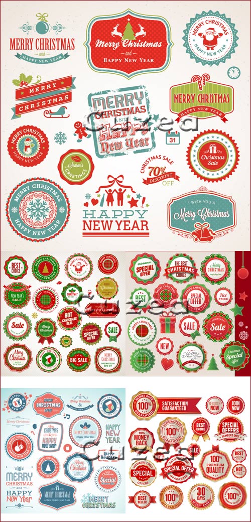       / Set of labels and elements for Christmas