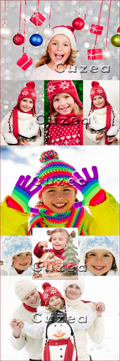 The nice little girl in winter clothes - Stock photo