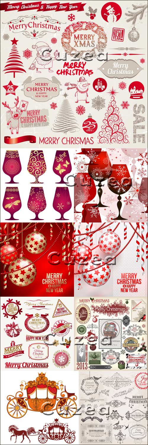 Vector elements for design by new year and Christmas