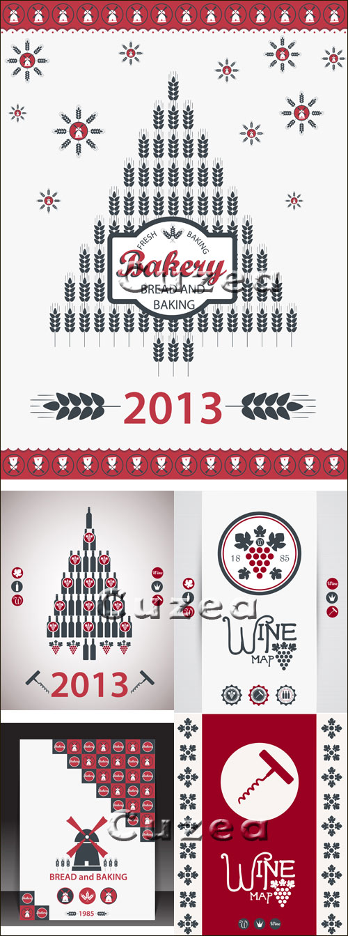 Vector backgrounds with bottles of wine of 2013