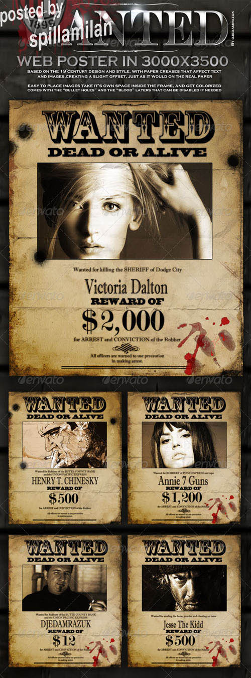 Download Free GraphicRiver - Old "Wanted" Poster «Wanted»