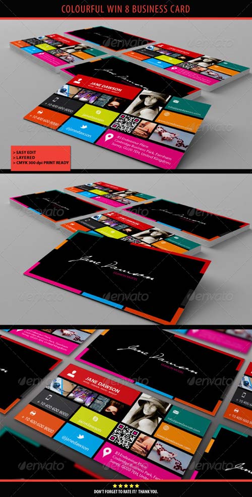 GraphicRiver Colourful Win 8 Business Card