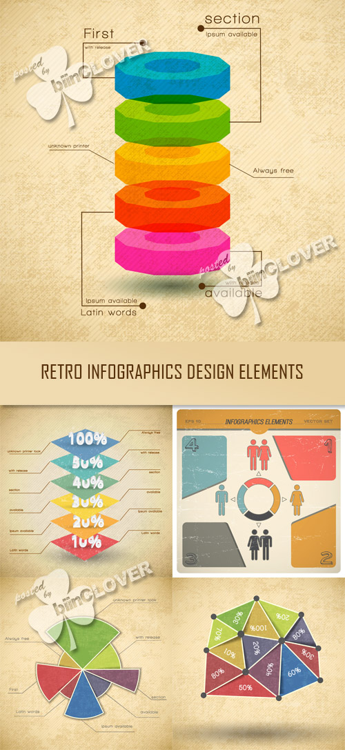 Retro infographics design elements 0406