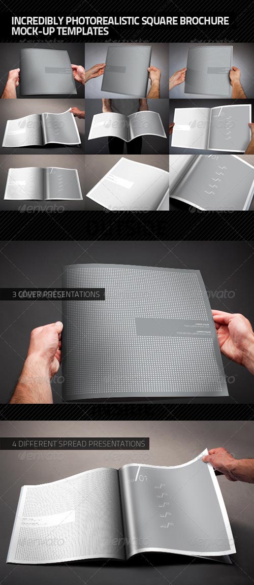 Photorealistic Square Brochure Mock-up - GraphicRiver