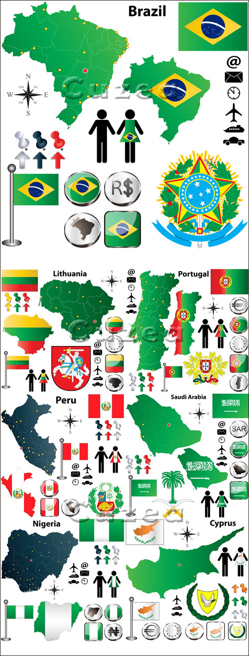    ,  6/ Flags and symbols of the different countries, part 6 - vector stock