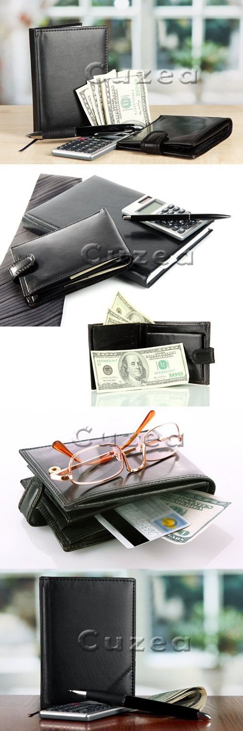     / Set of business accessories on window background - Stock photo