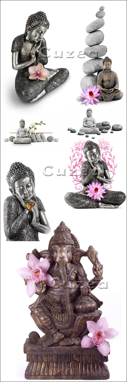    / Bouddha figures on white  background - Stock photo