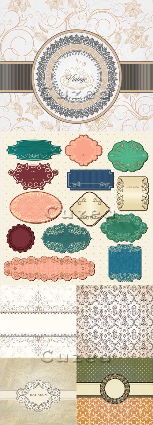 Vintage backgrounds for invitation and labels in vector