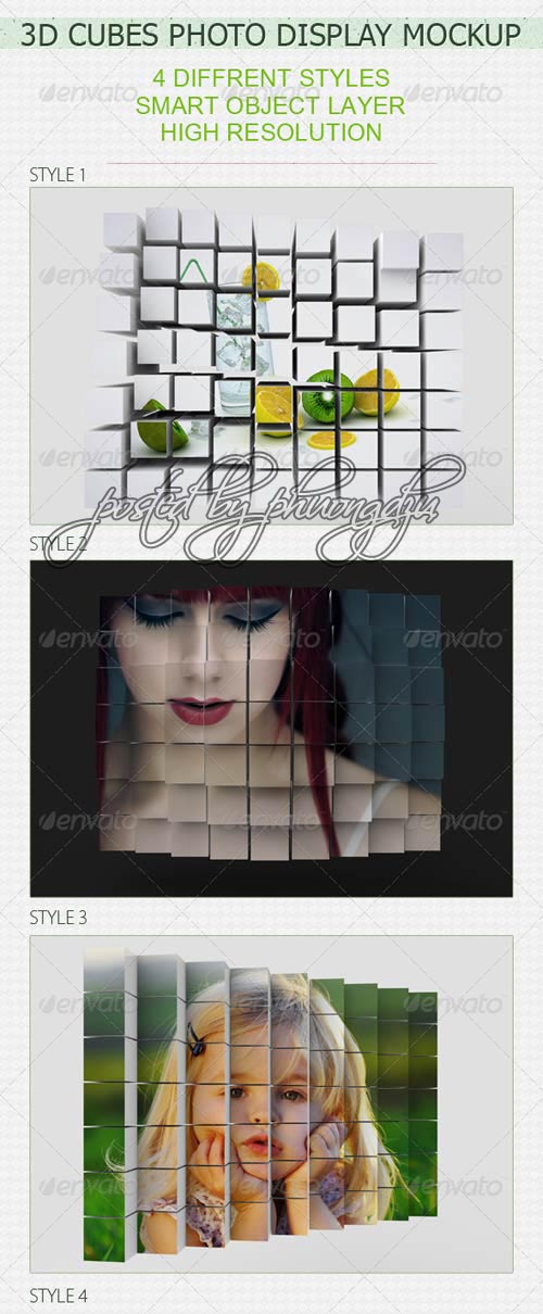 GraphicRiver 3D Cubes Photo Display Mockup