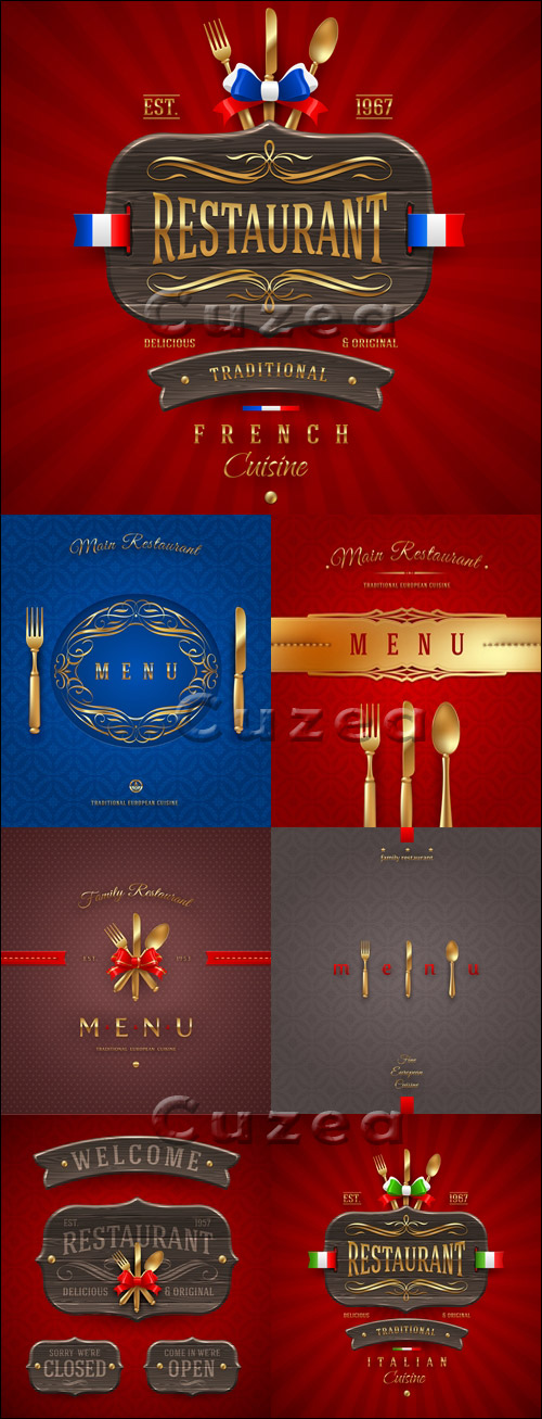        / Vintage menu for italian and france restaurant in vector