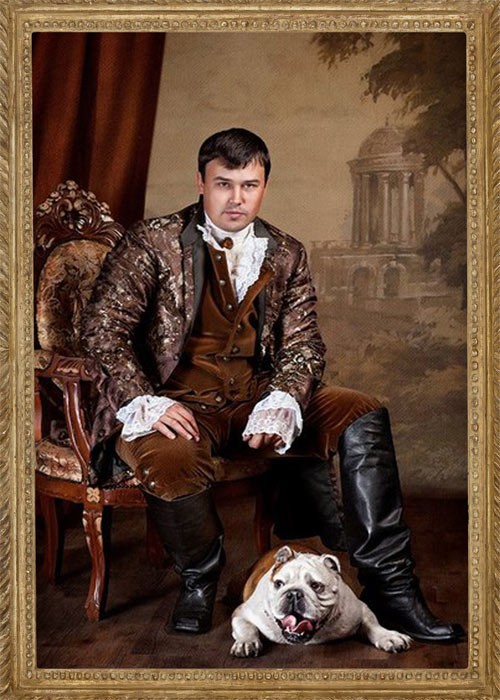 Шаблон мужской - Портрет с собакой