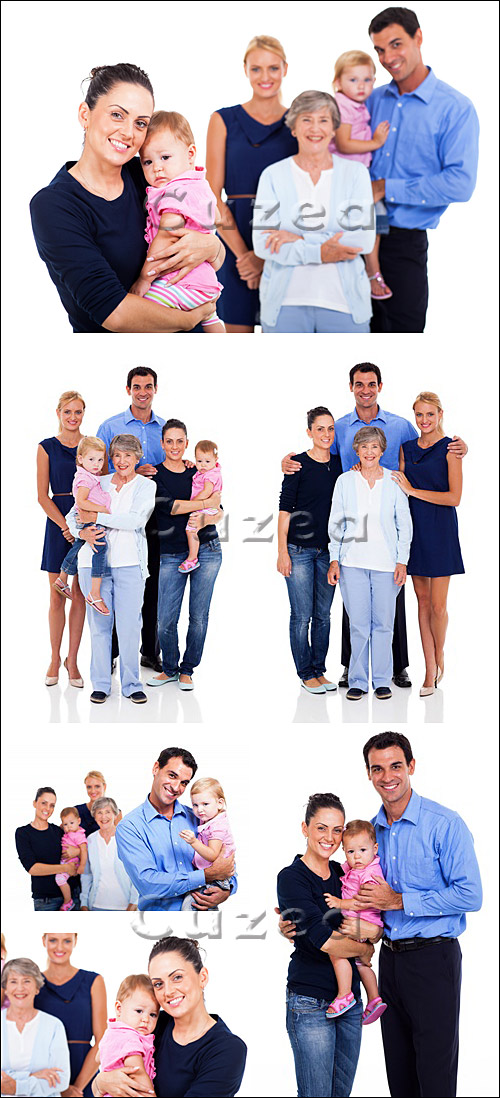     / Happy family on white  background - Stock photo