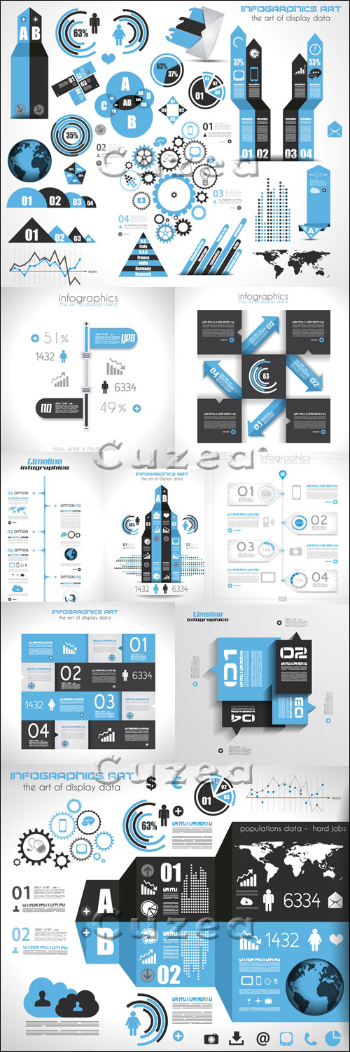  ,  44/ Infographics design template with numeration and web elements, part 44 - vector stock