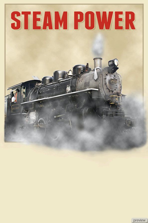 Постер с локомотивом в стиле винтаж