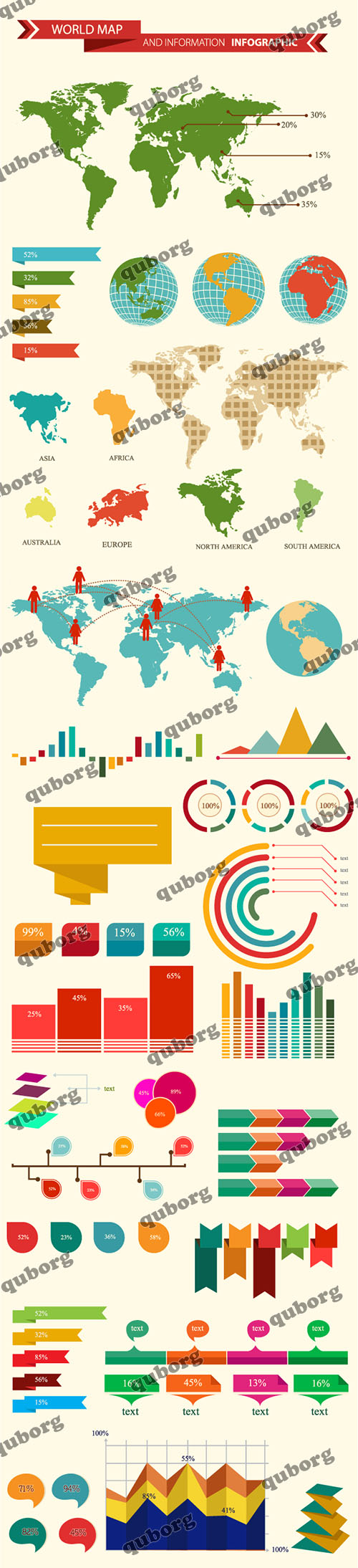 Stock Vector - World Map and Information Infographic