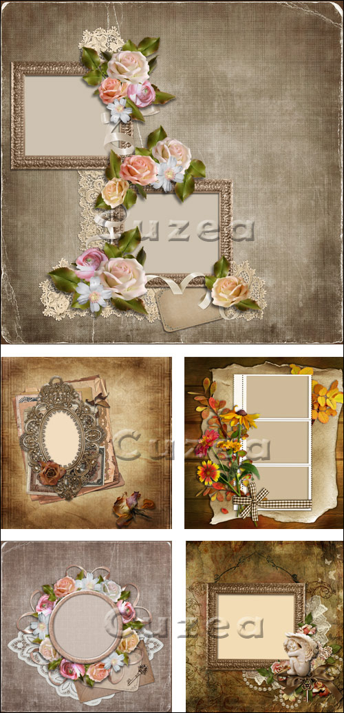    / Frame and flowers - stock photo