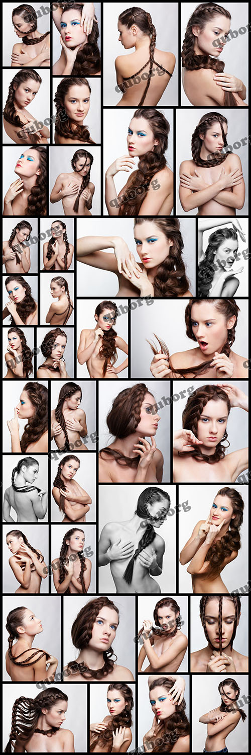 Stock Photos - Portraits of a Girl with a Creative Hairstyle