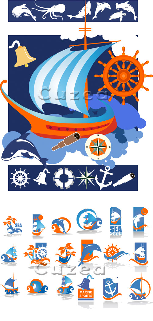       / Ship and summer travel  icons - vector stock