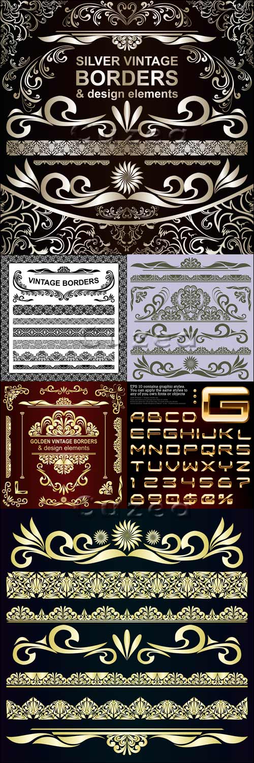          /  borders and elements - vector stock