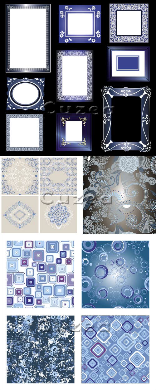       / Vintage frame and ornaments in vector