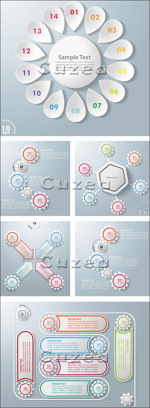      / Infographic Hexagon Colorful Gears - vector stock