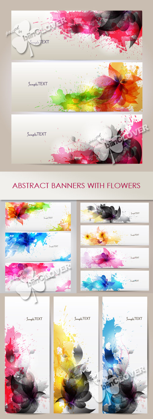 Abstract banners with flowers 0437
