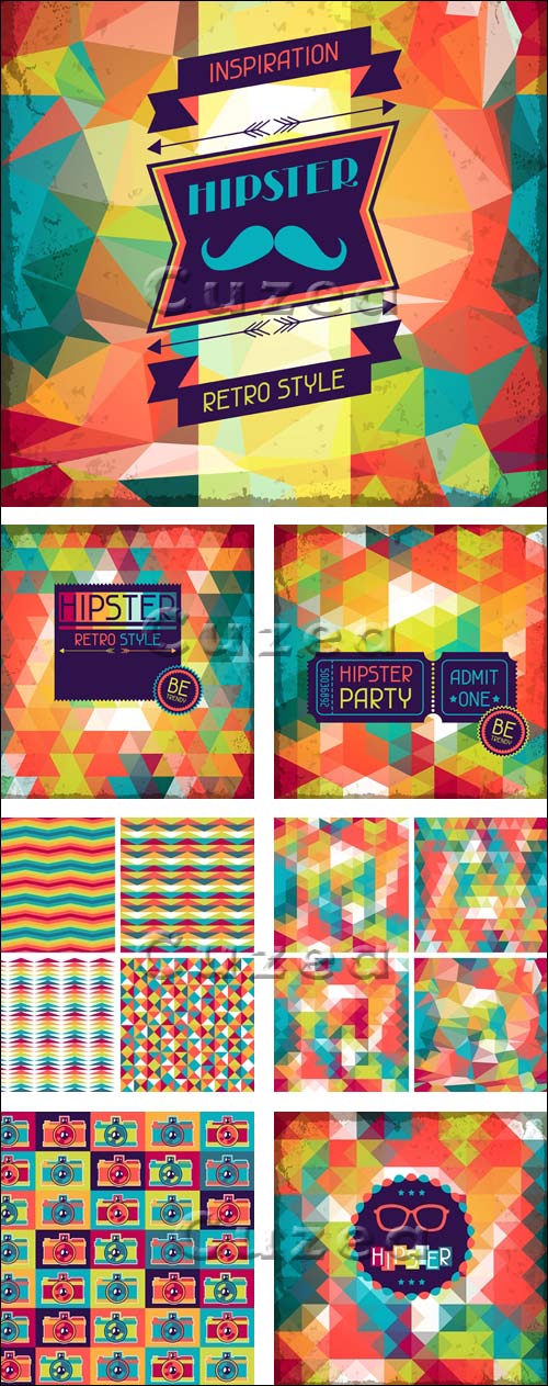     , 2 / Hipster background in retro style, 2 - vector stock