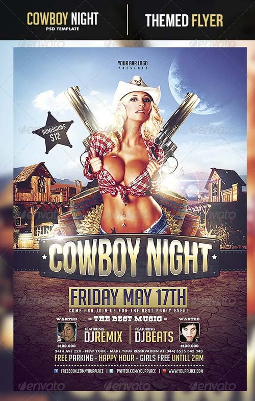 PSD - GraphicRiver Cowboy Night Flyer Template