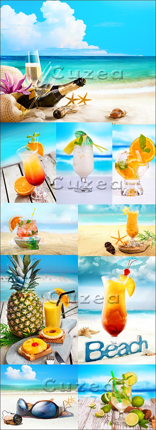     / Summer drink on the beach - stock photo