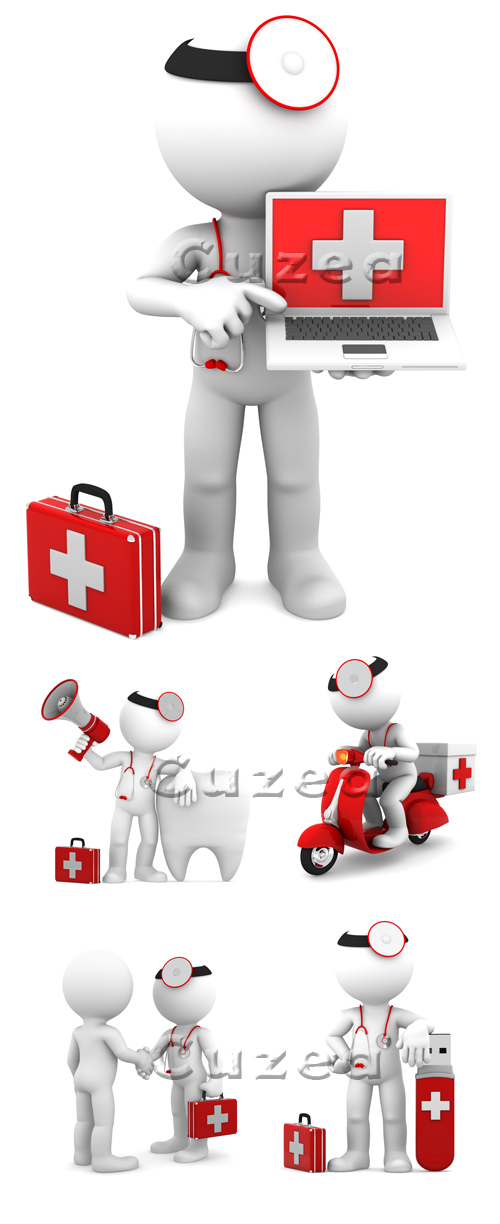     3  / Medic with laptop in 3d - stock photo