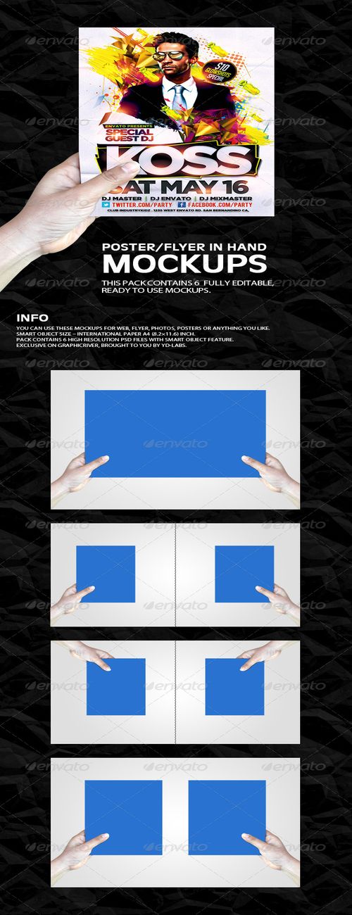 PSD - GraphicRiver Flyer Poster In Hand Mockups