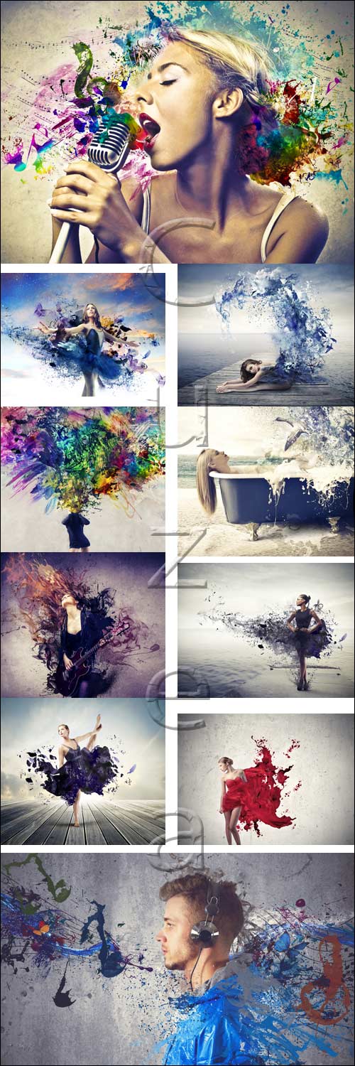       / Creativ peoples with color splash - stock photo