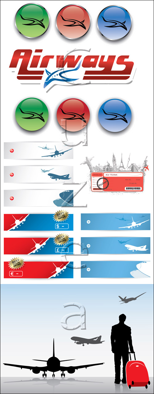        / Travel banners, elements and plane in vector, part 5