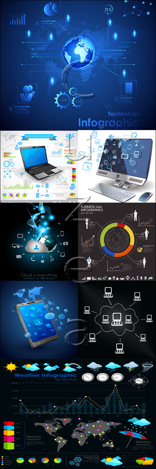    / Tehnology infographics, 9  in vector