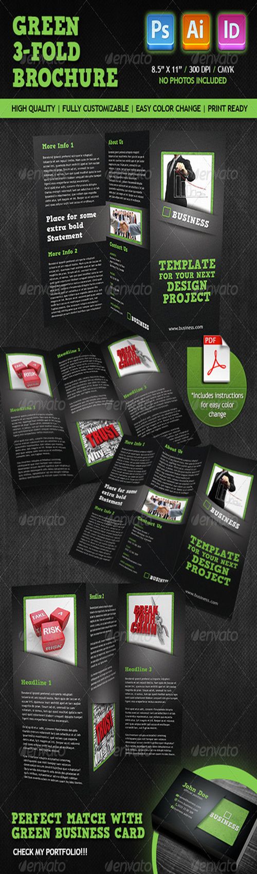 PSD - GraphicRiver Green Tri-fold Brochure
