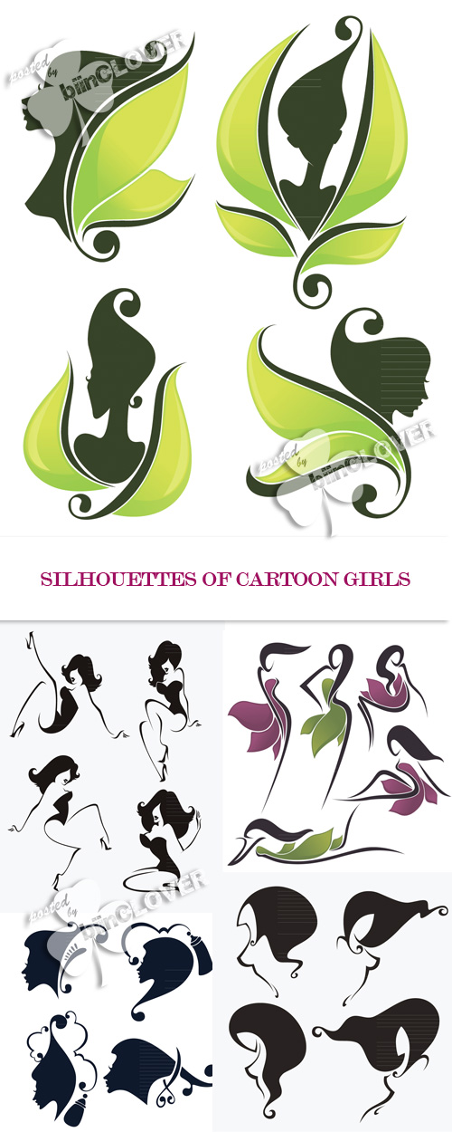 Silhouettes of cartoon girls 0452