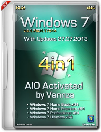 Windows 7 x64 4in1 AIO Activated by Vannza (RUS/2013)