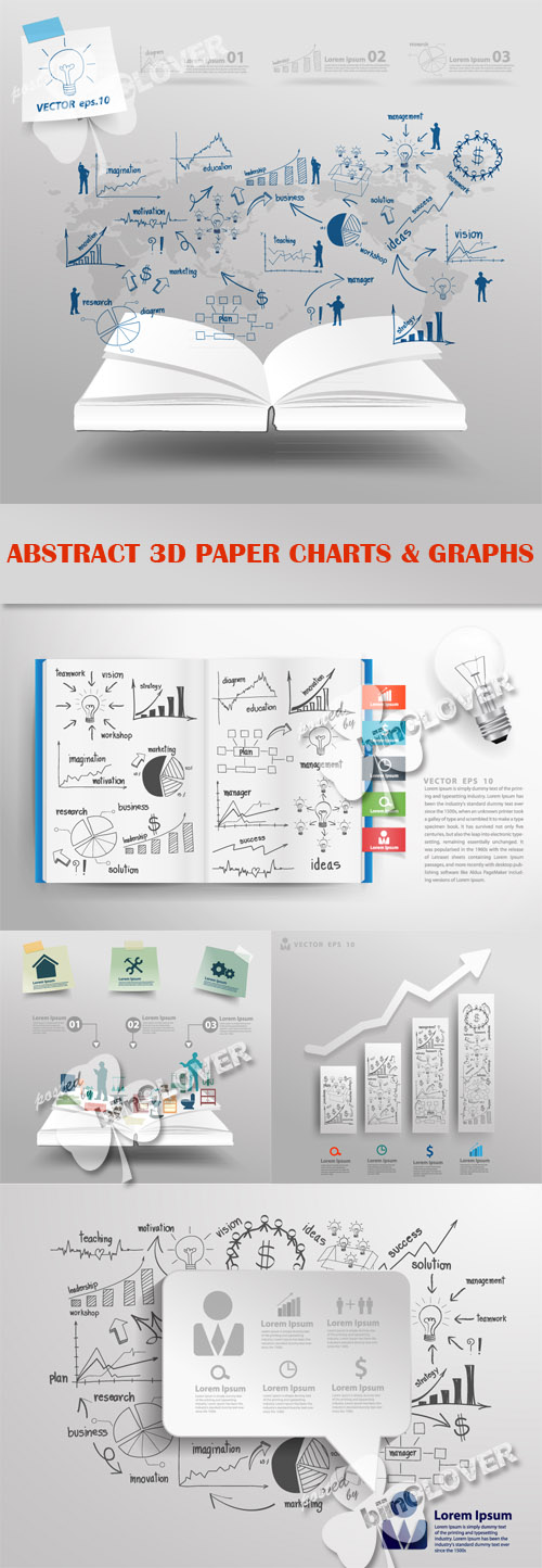 Abstract 3D paper charts and graphs 0454