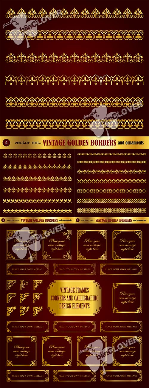 Vintage golden borders and calligraphic design elements 0468