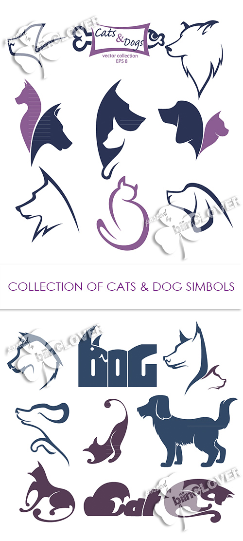 Collection of cats and dogs symbols 0469