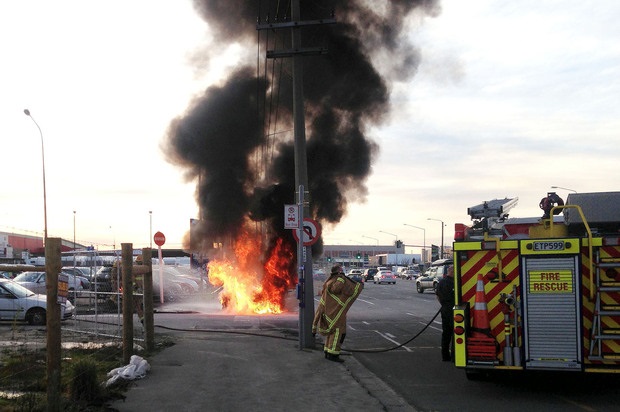 В Крайстчерче сгорел полицейский мотоцикл BMW R1200RT-P 2007