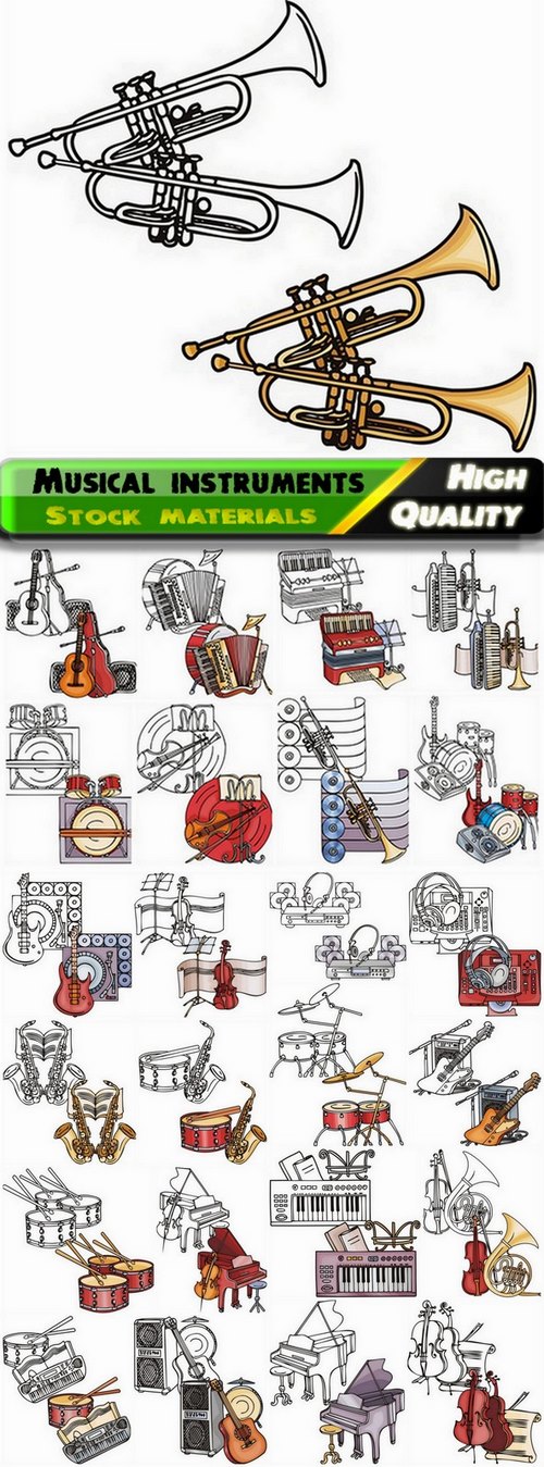 Illustrations of musical instruments - 25 Eps