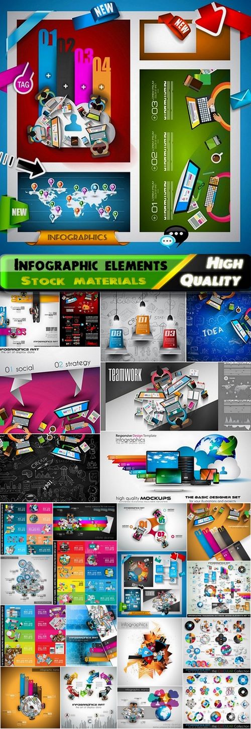 Infographic design elements in vector set from stock #107 - 25 Eps