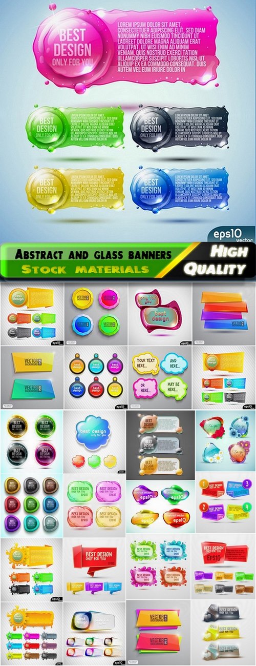 Abstract and glass banners and bubbles - 25 Eps