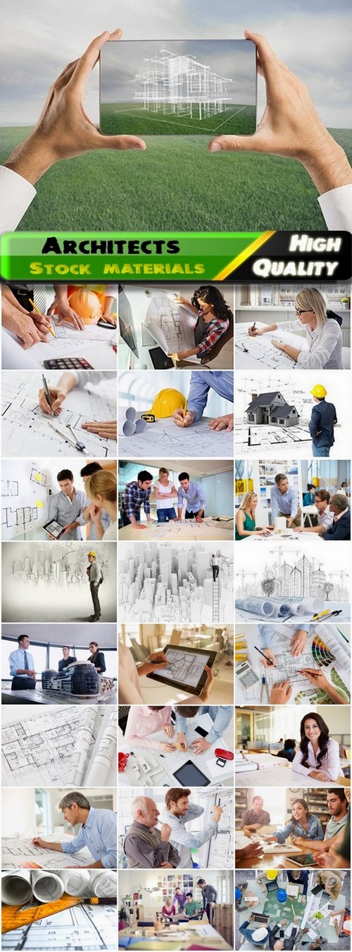 Architects with blueprints of buildings projects summary - 25 HQ Jpg