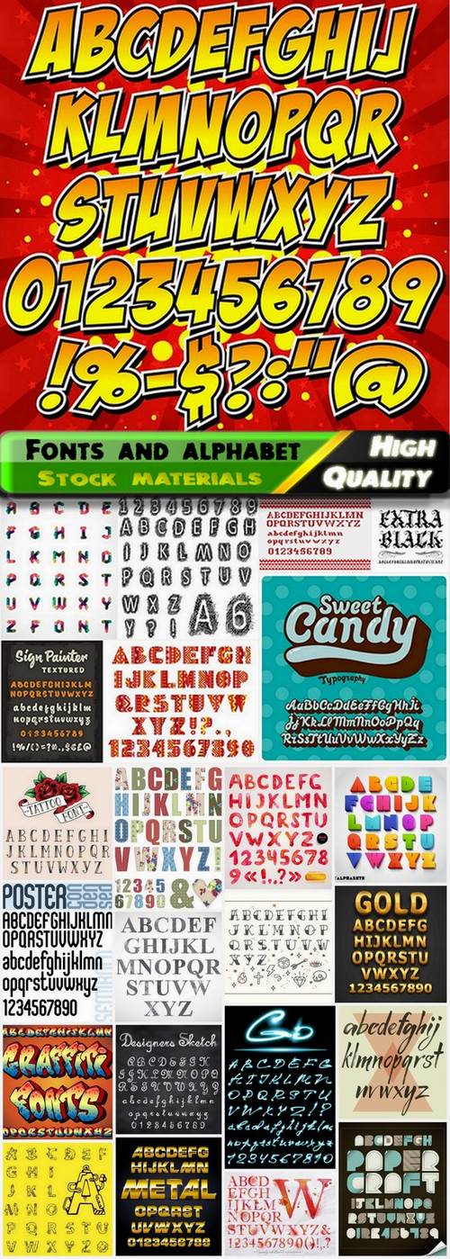Different Fonts and alphabet in vector from stock #8 - 25 Eps