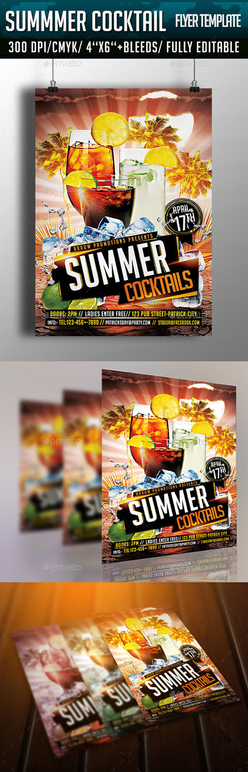GraphicRiver - Summer Cocktail Flyer Template 10802996