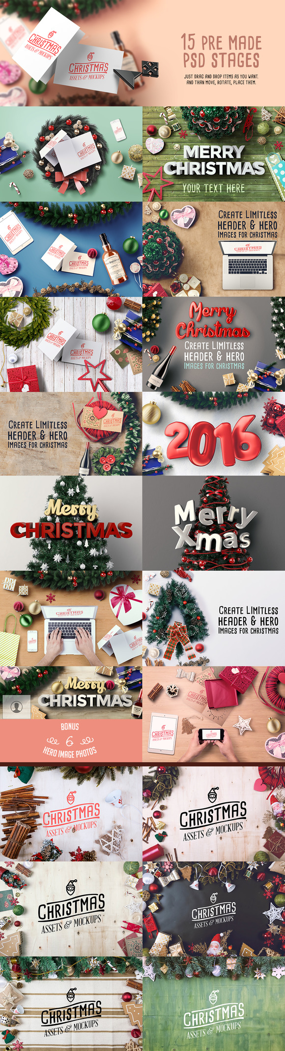 CreativeMarket: Christmas Assets & Mock Ups -For2016